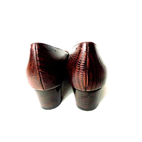 NATURALIZER Destin US 6.5M Brown Lizard Print Leather Pump Shoe w Block Heel - Picture 3 of 7